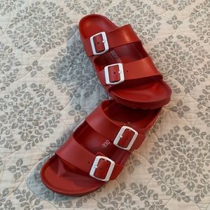 Red rubber Birkenstock Arizona size 39